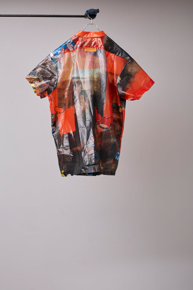 TRANSPARENT GRID WORK SHIRT_ORANGE