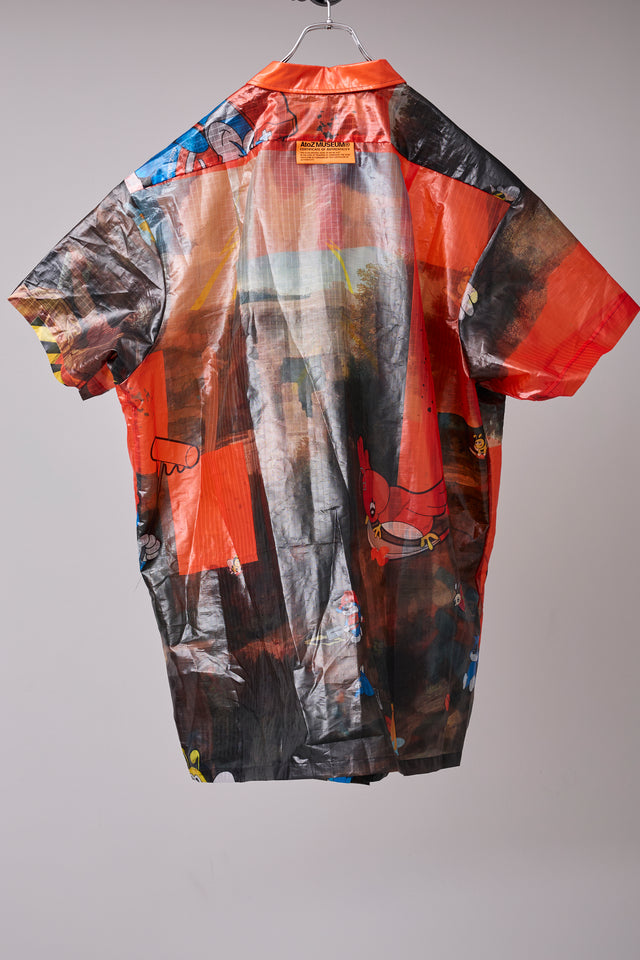 TRANSPARENT GRID WORK SHIRT_ORANGE